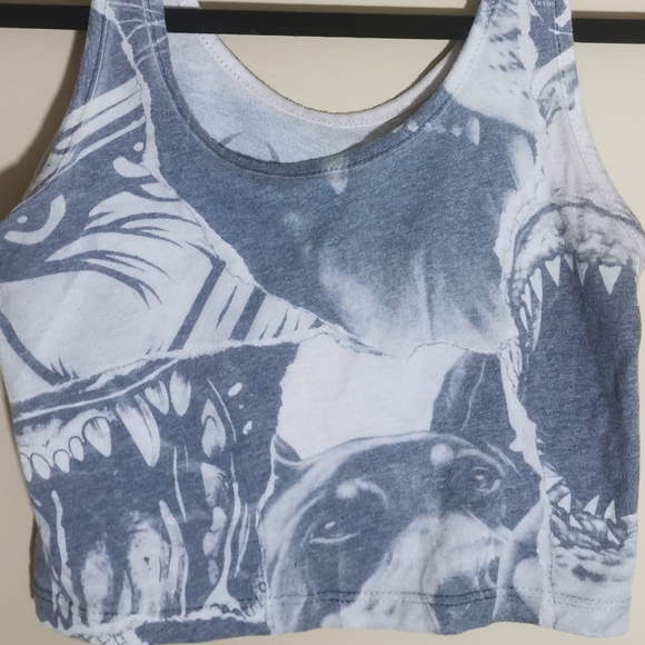 Rook Crop Tank Top Grey Dogs - Picture 1 of 1